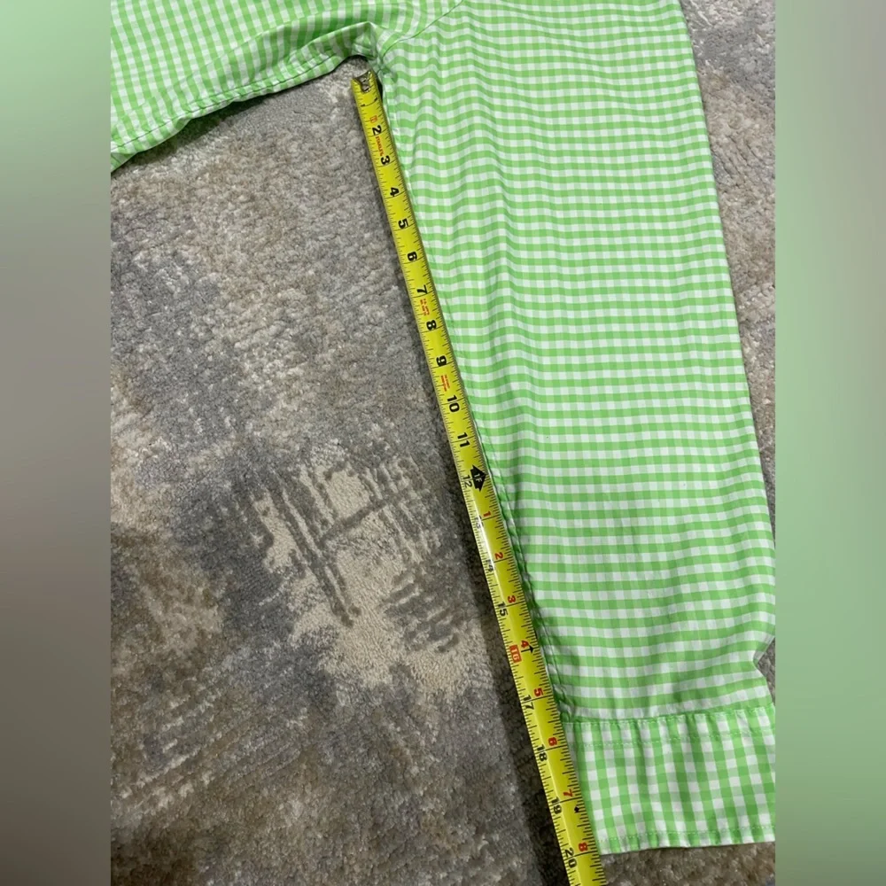Vineyard Vines On-The-go Brrr° Gingham Button Down LS Shirt Lime Green Size XXL - Picture 10 of 11